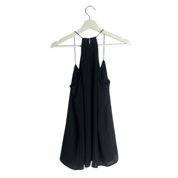 Express Black Satin Cami Tank Top with Button Details Keyhole Back Size S - Picture 2 of 8